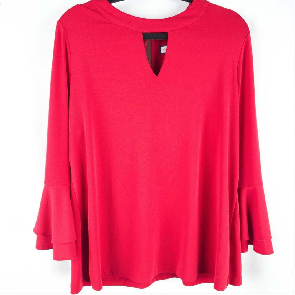 Charter Club Red Keyhole Front and Back Long Bell Sleeve Blouse